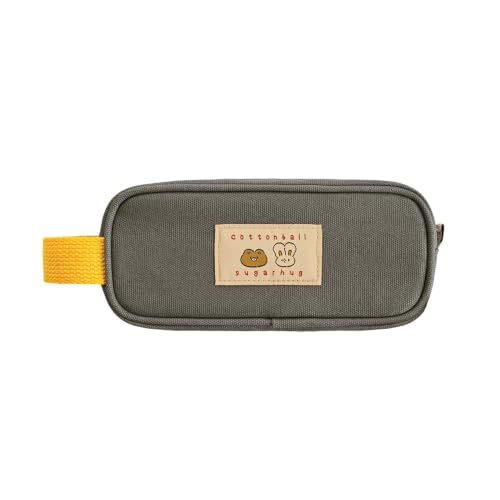 Image of Monolike Unmatched Friends Butter Pencil Case, Gray - Structured Square Desk Organizer, Large Capacity Aesthetic Stationery Pouch & Makeup Brush Bag