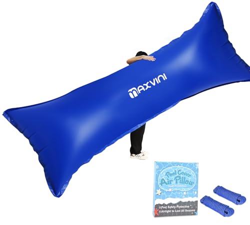 MAXVINI Poolkissen 122×457CM XXXL Poolkissen Rechteckig zur Poolabdeckung, Pool Kissen inkl. 5m Seil ×2 & Reparaturset, Pool Luftkissen bis -25°C Doppelnaht Sicherheitsventil