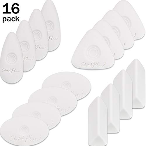 16 Pieces Cube Erasers with Grip Different Shape Eraser Vinyl White Eraser