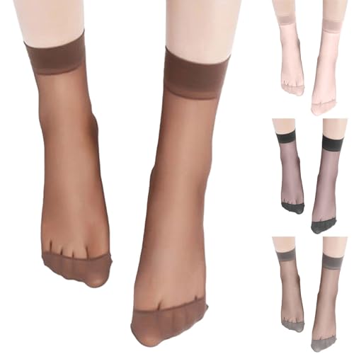 YOLAI 10 Pairs Women Sheer Mesh Transparent Socks Ultrathin See Through Lace Elastic Ankle Socks Crew Stocking