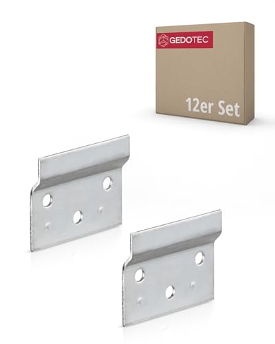 Gedotec Aufhängeschiene Metall verzinkt | 12 Stück - Wand-Befestigung für Hänge-Schränke | Länge 60 mm | Wandschiene für Schrank-Halterung | zum Schrauben für Schrankaufhänger | Trägerplatte Stahl