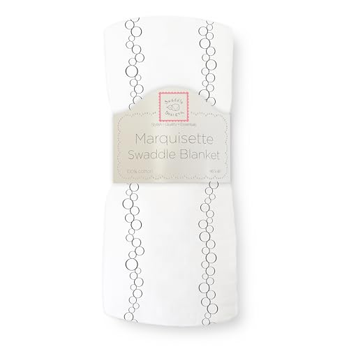 Image of SwaddleDesigns Marquisette Receiving Swaddle Blanket for Baby Boys & Girls, Soft Premium Cotton Muslin, Best Shower Gift, Soft Black Champagne