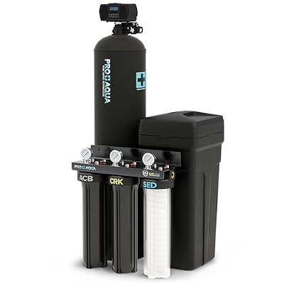 PRO+AQUA Elite Whole House Water Filtration System + 55,000 Grain Water Softener Bundle | PRO-E-S55E | Well Water Filtration for 5–7 Person Homes