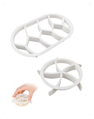 KONFEN Lote de 2 prensas para pan, moldes para hacer pan o galletas, dos formas de cortapastas, molde 3D de plástico pasteles, galletas de mantequilla, dulces, Ramadán, repostería (blancos)