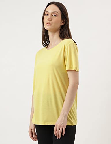 Image of Marks & Spencer Womens Solid Polyester Blend Crew Neck Relaxed Fit T Shirt