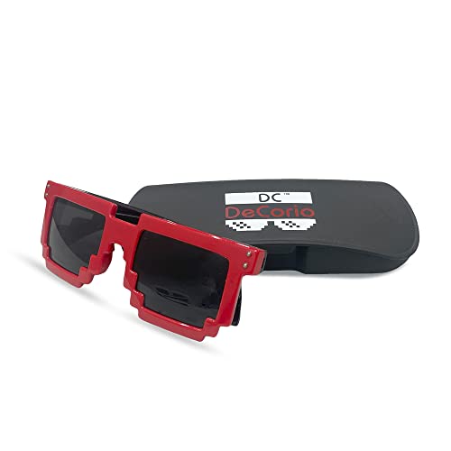 Image of DC DECORIO Thug Life Sunglasses Pixel Gangsta Life Funny Novelty Shades With Box Packing (Black) (RED & BLACK)