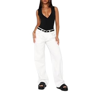 Women Y2k Low Rise Baggy Jeans Vintage Boyfriend Loose Fit Straight Wide Leg Jeans Casual Long Denim Pants