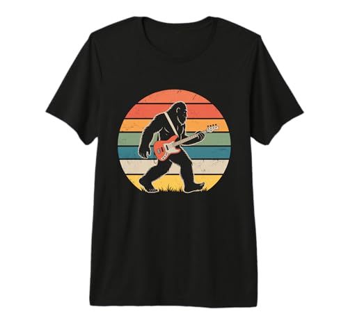 Bigfoot Guitar Player Sasquatch Guitar Funny Guitar Bassist Premium Tri-blend T-Shirt