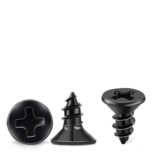 Edelstahl rostfrei A2, Ø 4,0 x 10 mm, 100 Stück, Schwarz Kreuzschlitzschrauben Holzschrauben, Senkkopf, Vollgewinde