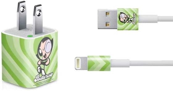 Skinit Decal Other Skin Compatible with iPhone Charger (5W USB) - Officially Licensed Cartoon Network Powerpuff Girls Buttercup Green Hearts Design