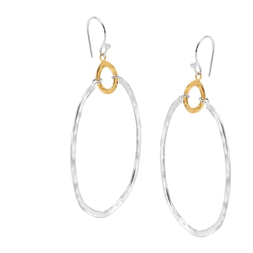 Silpada .925 Sterling Silver & Brass Hoop Earrings for Women, Jewelry Gift Idea, French Wire Back-Findings, 'Dynamic Duo'2