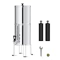 Waterdrop Water Filter System, NSF/ANSI 42&372 Standard, 2.25G Stainless-Steel System with 2 Filters, Sight Glass Spigot and Stand, Reduces Chlorine and Lead-King Tank Series, WD-TK-S
