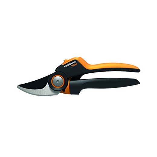 Fiskars PowerGear X Pruner L Bypass PX94, PowerGear X Rack System, Non-stick Coating, High Quality Steel Blades, Length: 22 cm, Black/Orange, PX94, 1023628