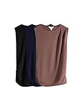 THE SET Damen Drapierte, ärmellose Oberteile, 3er-Pack Black/Navy Blue/Neutral M