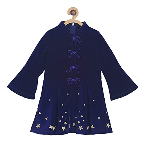 Image of miniklub Girls Blue Printed A-Line Dress