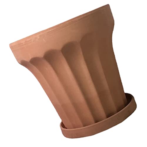 Kisangel Macetero De Flores De Arcilla Macetero De Jardín con Bandeja Ollas De Barro Jardineras De Interior Macetas Decorativas Exterior Planta Oficina Cerámica Contenedor De Flores