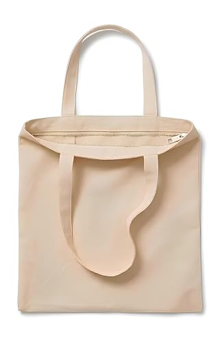 Pack de 1 Bolsas de Tela Con Cremallera, 35X40+35CM Gruesa 12A – Tote Bag De Calidad Premiun Reutilizable para Universidad, Trabajo, Compras y DIY（BEIG/BLANCA）