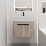SSLine 24" Bathroom Vanity with Rectangle Sink Wall Mount Small Bathroom Vanity Cabinet with Marble