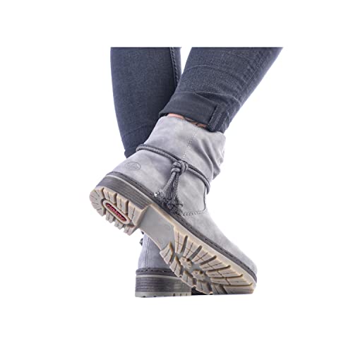 Rieker Damen Ankle Boots Y7463, Frauen Stiefeletten,uebergangsschuhe,uebergangsstiefel,flach,Stiefel,Bootee,Booties,grau (40),38 EU / 5 UK