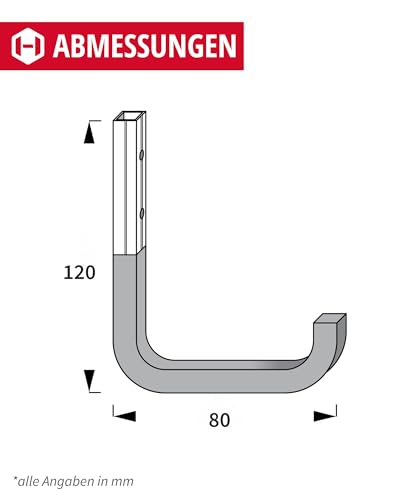 Gedotec Wandhalterung - Wandhaken zum Schrauben Stahl verzinkt gummiert | MONO | 2 Stück Gerätehaken Länge: 80 mm inkl. Befestigungsmaterial | Allzweckhaken aus Metall | Wandhalterung Garage