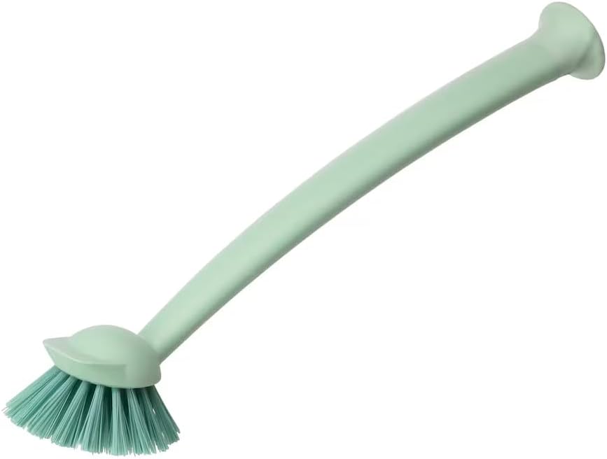 RINNIG Dish Brush Green – Heavy-Duty Kitchen Scrub Brush with Handle for Dishes, Pots, Pans & Sink – Ergonomic, Durable Bristles, Non-Slip Grip, BPA-Free Cleaning Tool