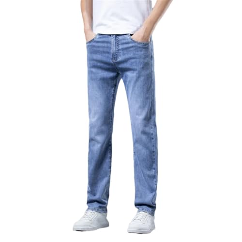 Mens Denim Pants Business Straight Stretch Breathable Soft Casual Korean Classic Denim Pants