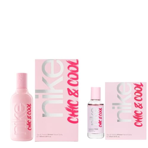 NIKE - Chic & Cool Promoción 100 ml + 30 ml, Colonia Mujer, Pack 2 Productos, Perfume Formato Spray, Eau de Toilette Natural y Femenina, Aroma Afrutado, Fragancia Dulce