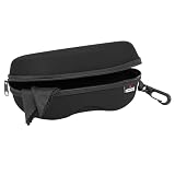 NoCry - Funda de almacenamiento para gafas de seguridad con forro de fieltro, cremallera reforzada y práctico clip para cinturón
