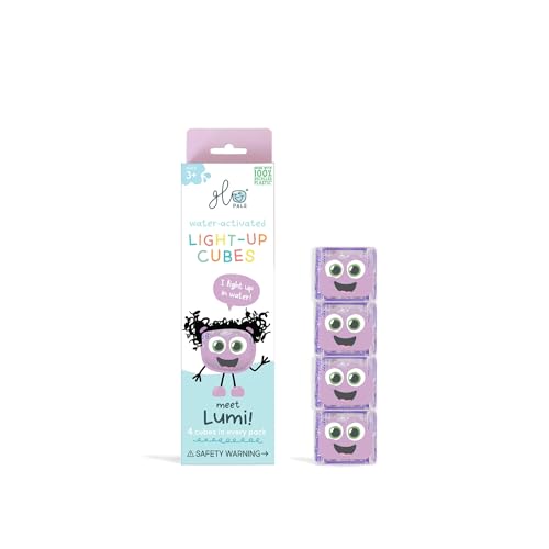 Glo Pals Original Water-Activated Light-up Sensory Bath Toy. 4 Reusable Light-Up Cubes. Kids Colourful Bath Time Fun. Childrens Light-up Sensory Play. Gift Suitable for Boys & Girls 3+ (Lumi - Purple)