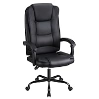 T-THREE.High-back ergonomic office swivel chair, executive seat with tilt function, PU leather gaming chair, supports up to 150kg(Black)