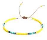 Anklet for Teen Girls and Women, Hippie Colorful Yellow Beaded Beach Anklet, Native American Jewelry