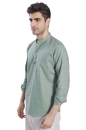 Image of DIVISIVE Men's Slim Fit Full Sleeves Cotton Short Kurta