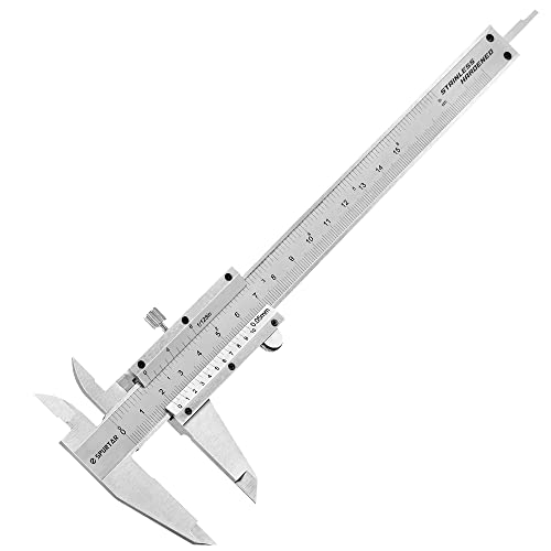 Spurtar Stainless Steel Vernier Caliper 6 inch / 150mm, High Precision Calipers Measuring Tool Tolerance 0.05mm 1/128in for Diameter Depth Step Measuring - Reading Non-Glare