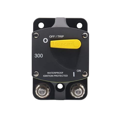 Image of 300A Amp Circuit Breaker Switchable 12V - 48V DC | Manual Reset, Terminal Size 5 /16 inch,Waterproof IP66,for Automotive Car RV Boat Solar Battery System Surface Mount