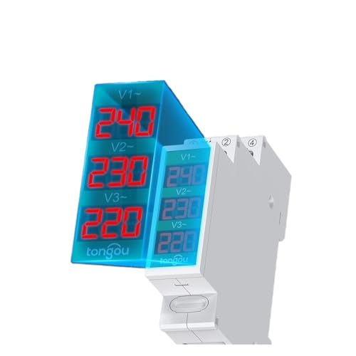 Voltmètre monophasé triphasé rail DIN AC 60-450V testeur modulaire LED