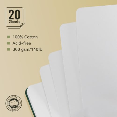 Lightwish Caderno de aquarela, 100% algodão, material de arte prensado a quente, pequeno caderno de