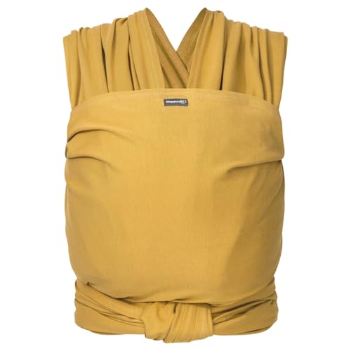 Hoppediz Portabebés elástico para recién nacidos (2 – 9 kg) – de algodón orgánico – Curry 4,60 m