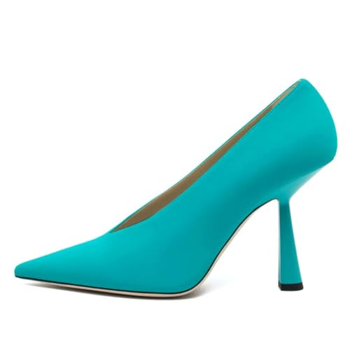 Milooey shoes Women Chic Pointed Toe Slip On Pump Sexy V Cut Stiletto High Heels Party Prom Dress Shoes Size 4-16 Us2