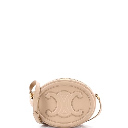 Celine, Pre-Loved Triomphe Oval Crossbody Bag Leather, Neutral