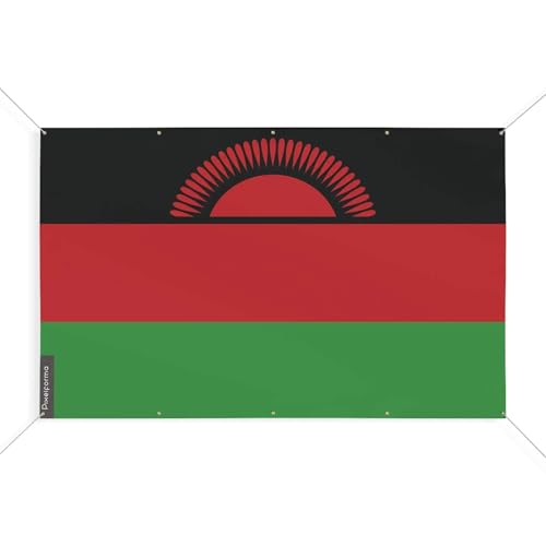 Drapeau Malawi grand format 120x180 cm à œillets pour pavillon extérieur