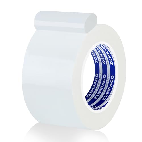 Image of ZOMPAGO White Duct Tape Heavy Duty, 1.8in x 164FT, Tearable Strong Adhesive Waterproof Seal Tape for Indoor Outdoor Use, Multi Purpose for Packaging, Bundling, Repairs, Carpet Seaming, Crafts