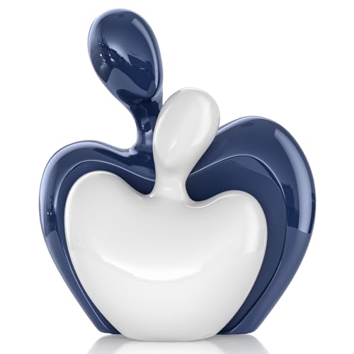 XMGZQ Mini statua di coppia che si abbraccia, in ceramica, decorazione per la casa, un regalo romantico per lei per anniversario di matrimonio e San Valentino, decorazione per supporto TV per mensole