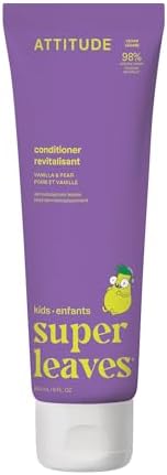 ATTITUDE Natural Conditioner for Kids, Hypoallergenic, Vegan, Plant- and Mineral-Based, Vegan and Cruelty-free, Vanilla and Pear, 8 Fl Oz (11115)