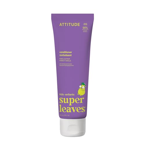 Image of ATTITUDE Natural Conditioner for Kids, Hypoallergenic, Vegan, Plant- and Mineral-Based, Vegan and Cruelty-free, Vanilla and Pear, 8 Fl Oz (11115)