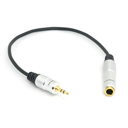 Adaptador de audio auxiliar 6.35mm hembra a 3.5mm macho 20cm miniatura 1