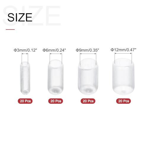 Image of uxcell 80pcs Round Rubber End Caps 1 /8 inch 1 /4 inch 3 /8 inch 1 /2 inch Clear Vinyl Cover Screw Thread Protectors Assortment Kit(3mm 6mm 9mm 12mm)
