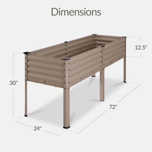 Image of Best Choice Products 72x24x30in Non Toxic Galvanized Raised Garden Bed, Metal Elevated Planter Box, Vegetable Garden, 100% Non Toxic Materials - Taupe