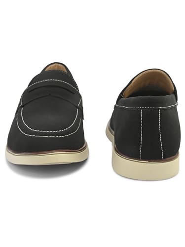 Image of STANPHORD Men Suede Formal Loafer Shoes | Round Toe Slip-On Moccasins | PU Leather Cushioned Anti-Slip | Office Party Business Casual Wear (TPSG 7086)