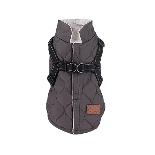 meioro Hundebekleidung Warmer Hundemantel mit reflektierendem Geschirr Winddichte Hundejacke Winterhunde Baumwolltuch Verdickte ärmellose Weste Baumwollhundepullover Haustierjacken (grau, S)