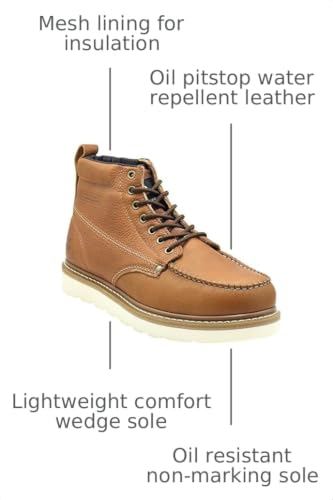 Image of King Rocks Men's Construction Work Boots, Moc Toe, Lightweight Wedge Sole, Water Repellent Leather for Protection